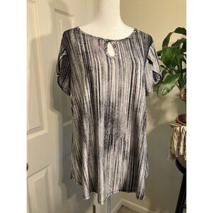 Womens Large Top Shirt Blouse Stripes Keyhole Est 1946 Pullover VGC Ladies